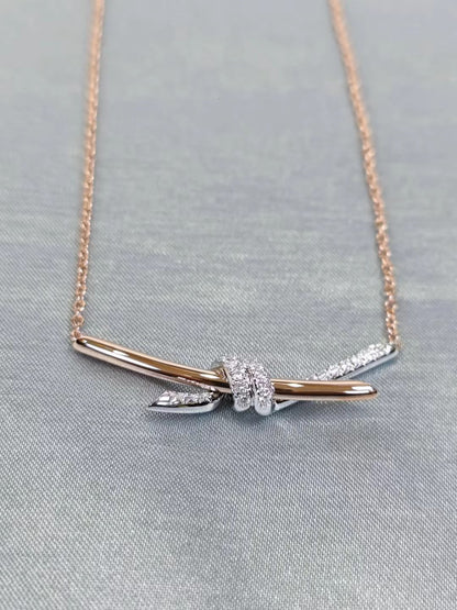 Tiffany Knot Pendant in Yellow Gold with Diamonds