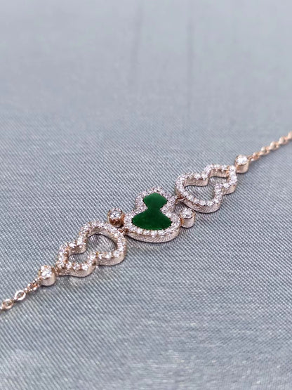 WuluWulu small bracelet in 18K rose gold set with jade and diamonds